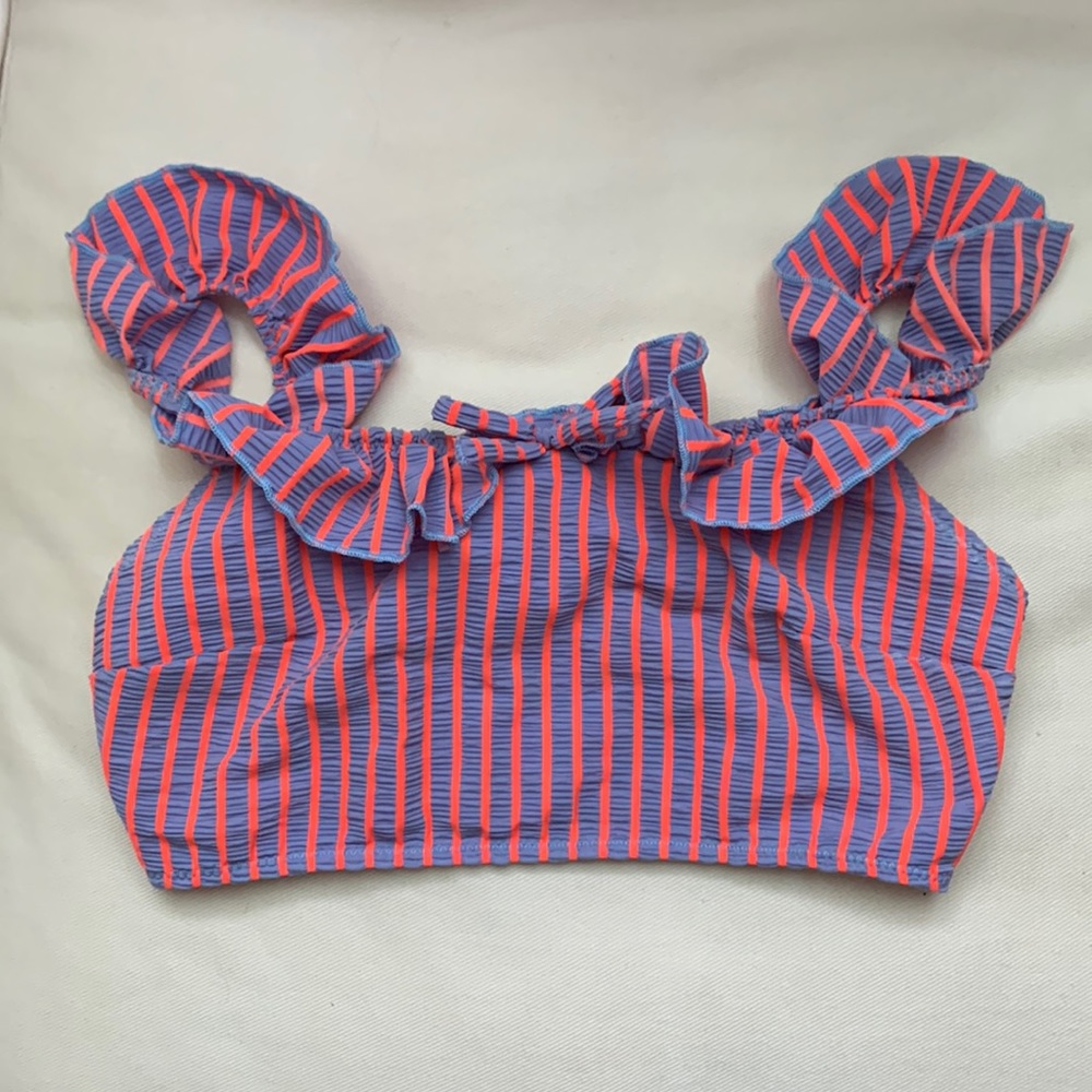 Solid and striped bikini top